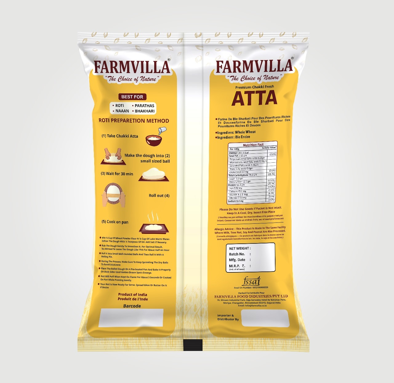 Wheat Flour - Premium Sharbati Atta, Delicate Smell, White Powdered Texture, 12-month Shelf Life
