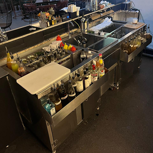 Bar And Mocktails Counter - Stainless Steel Large Size Silver Color | Modern Rectangular Design With Ample Space For Bartending Essentials