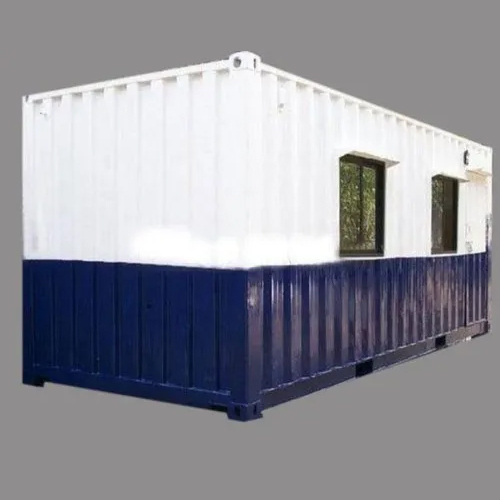 Modular Portable Office Cabin - MS Roof, L-40 Dimensions | White & Blue Paint Coated, Easy Assembly, Comfortable Workspace