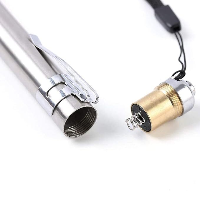 Flash Light Torches Stainless Steel Led Flashlight Round Moon Shape Pen Look Doctor Torch - Aluminium, 12d X 12w X 100h Mm, Silver | Portable, Semi-automatic Operation, High Brightness Moonlight Output