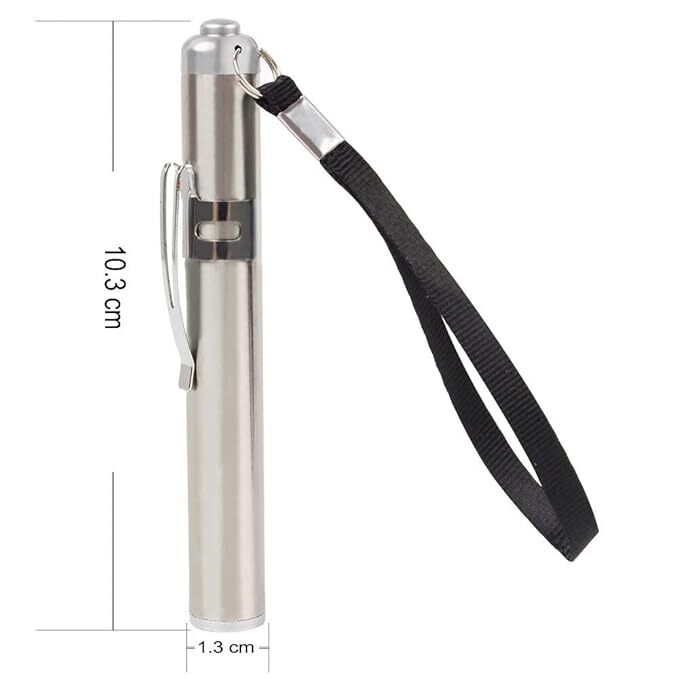 Flash Light Torches Stainless Steel Led Flashlight Round Moon Shape Pen Look Doctor Torch - Aluminium, 12d X 12w X 100h Mm, Silver | Portable, Semi-automatic Operation, High Brightness Moonlight Output