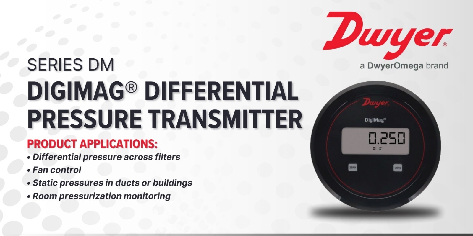 Dwyer Dm-004 Digimag Differential Pressure Transmitter Range 0-1 Inch Wc