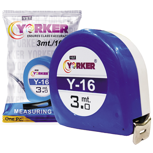 Y Series Steel Measuring Tape - ABS Body, 3 Meters Length, 16 Millimeters Width | Durable Blue Design, Manual Power Supply for Versatile Use