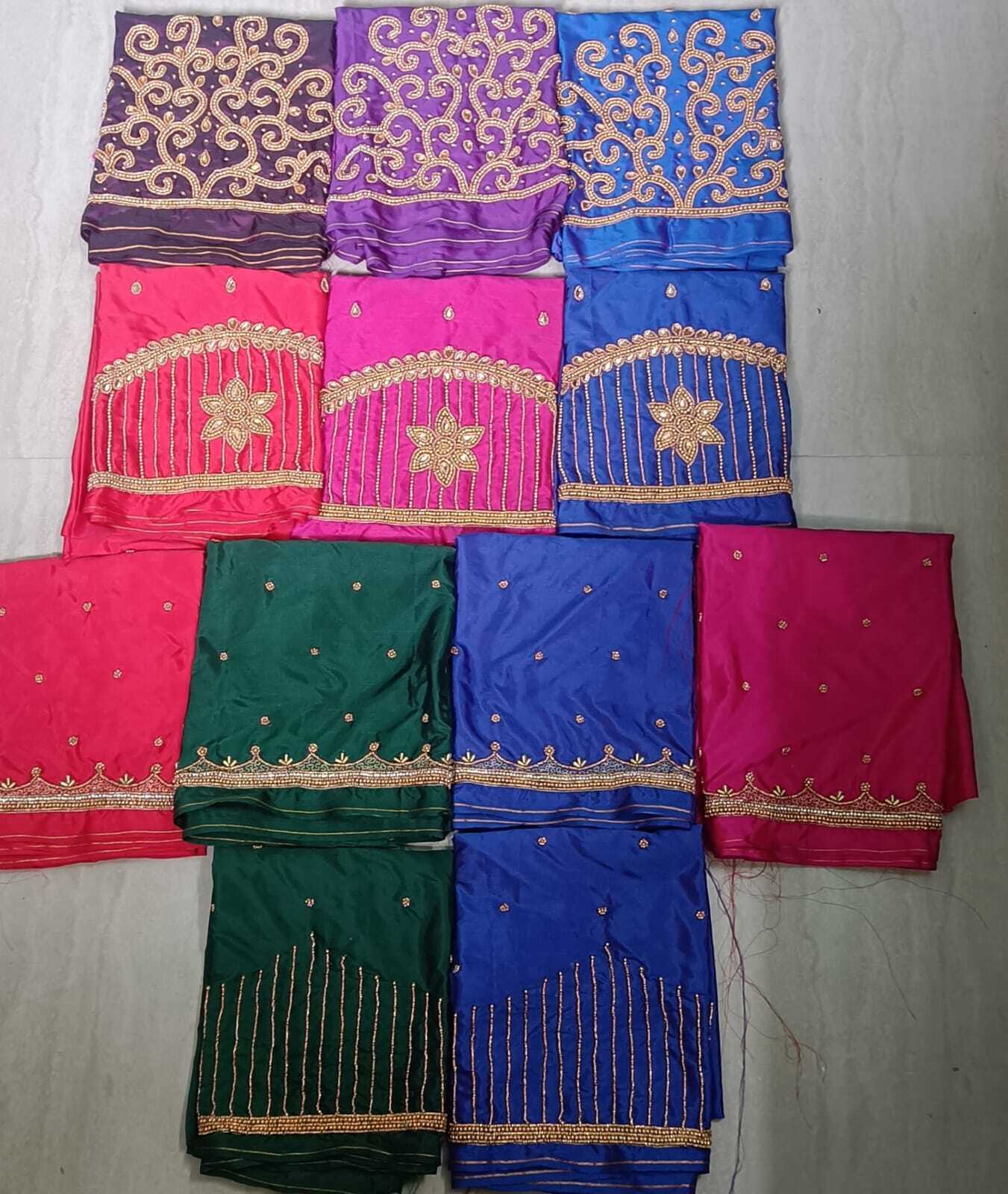 Hand Aari Work Blouse Piece - Cotton Blend, Intricate Handcrafted Aari Embroidery | Ideal For Bridal Wear And Ethnic Occasions