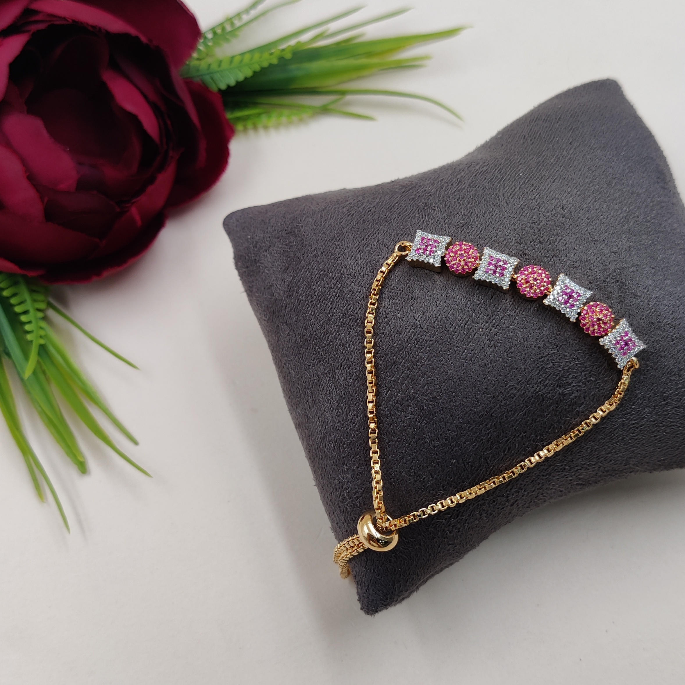Designer Shimmering Square Shape Bracelet - Zircon, Elegant White Polish, Perfect For Weddings, Engagements, Anniversaries, And Everyday Wear
