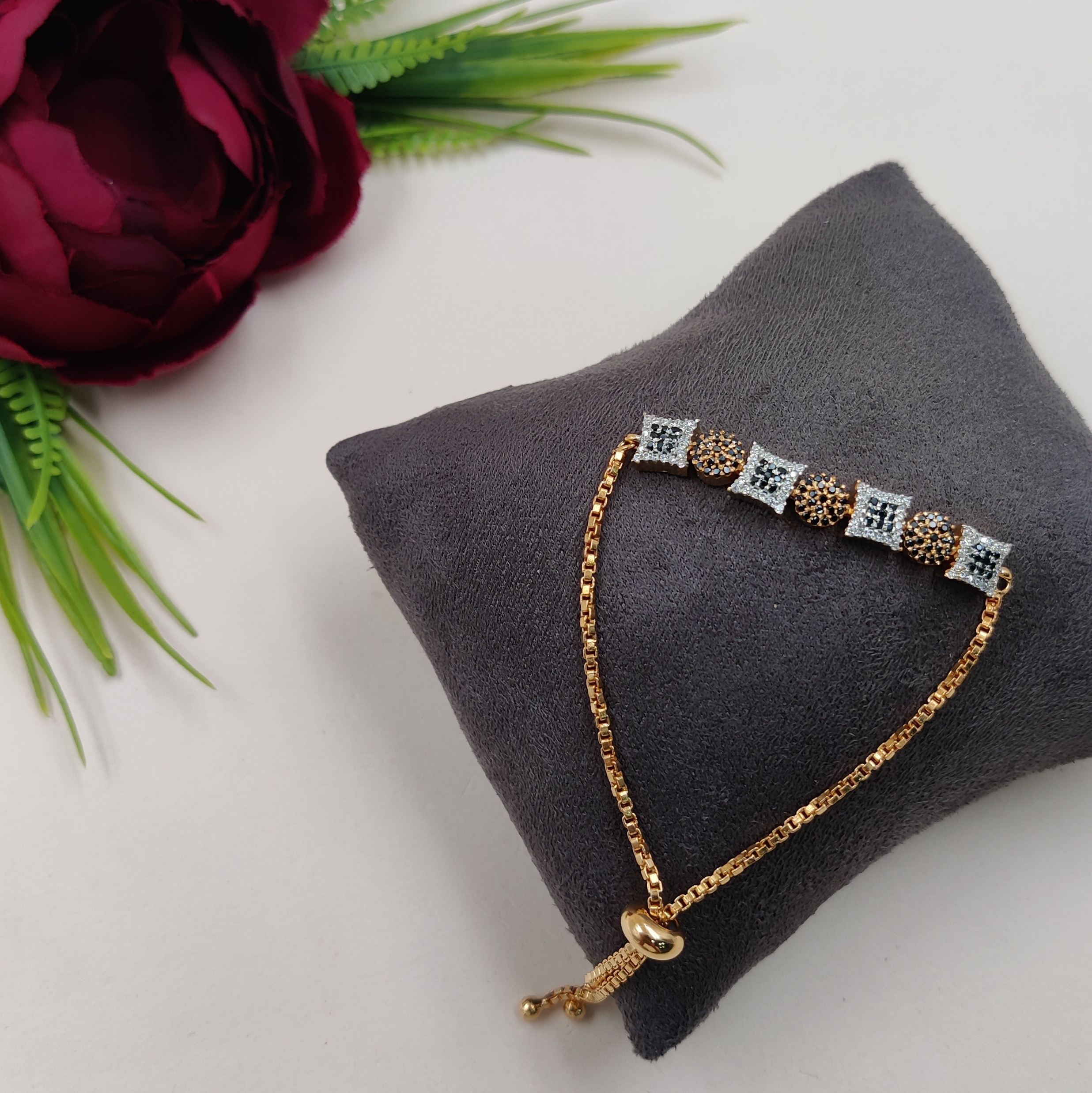 Designer Shimmering Square Shape Bracelet - Zircon, Elegant White Polish, Perfect For Weddings, Engagements, Anniversaries, And Everyday Wear