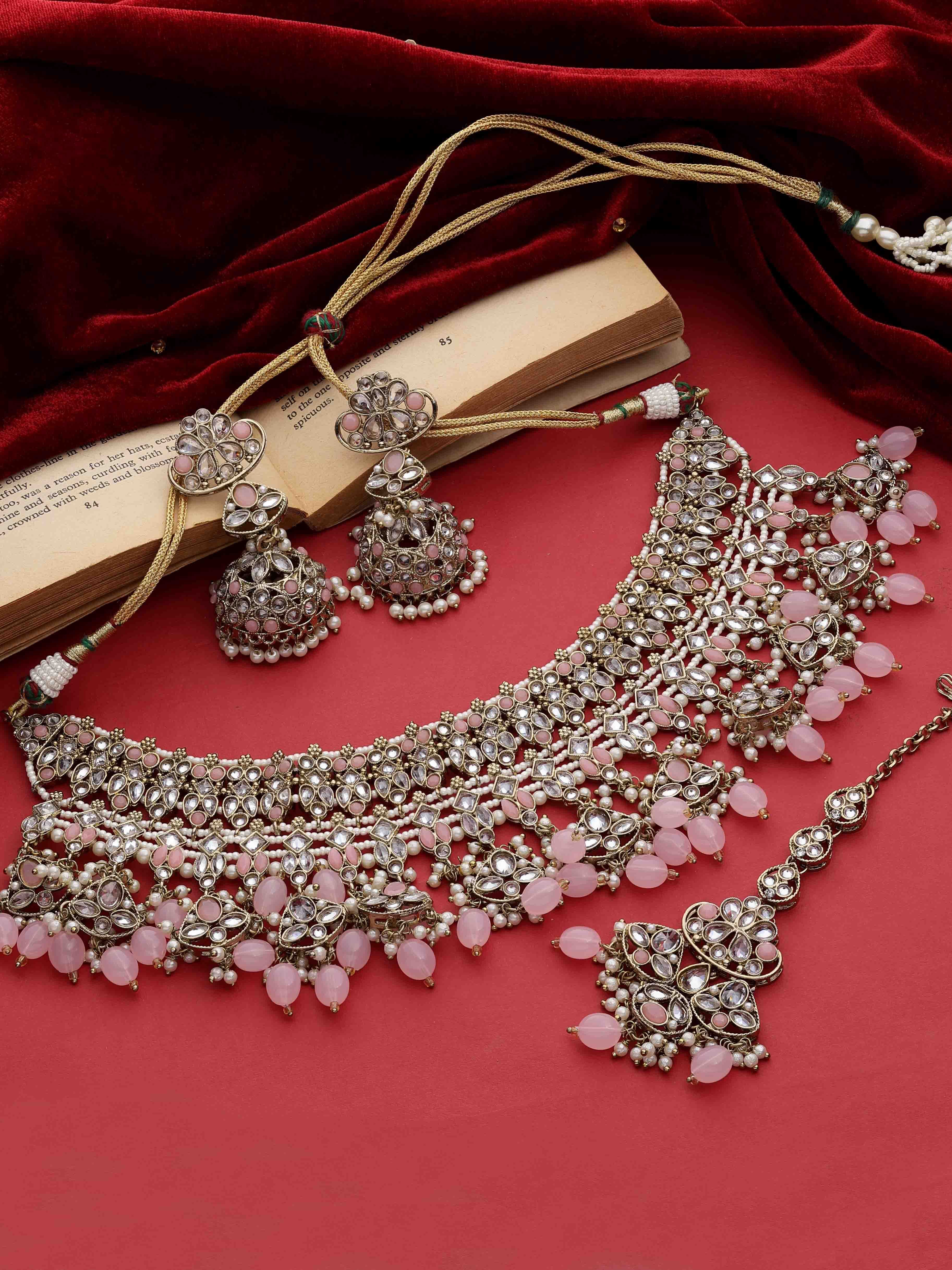 Traditional Jewellery| Wedding Collection| Bridal Reverse Ad Necklace| Reverse Ad Choker| Designer Jewelry| Floral Necklace.