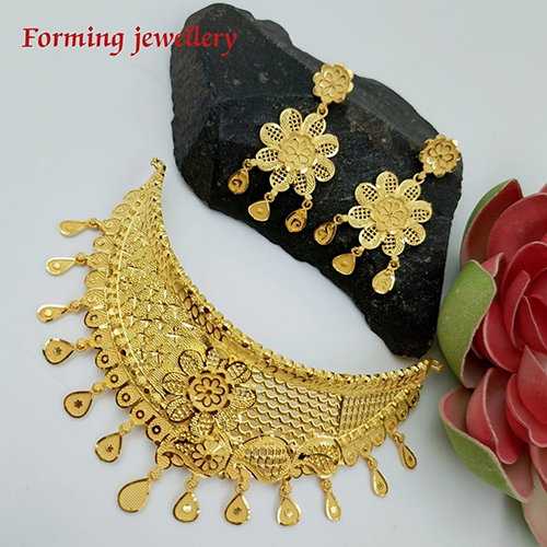 Ladies Choker Set - Brass, Free Size, Golden Finish | Elegant Design For All Party Occasions