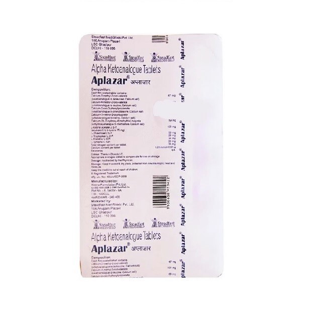 Aplazar Tablet - Alpha Ketoanalogue 200mg, 10 Strips | Nutritional Supplement For Chronic Kidney Disease Management, Reduces Urea Levels, Delays Dialysis Need