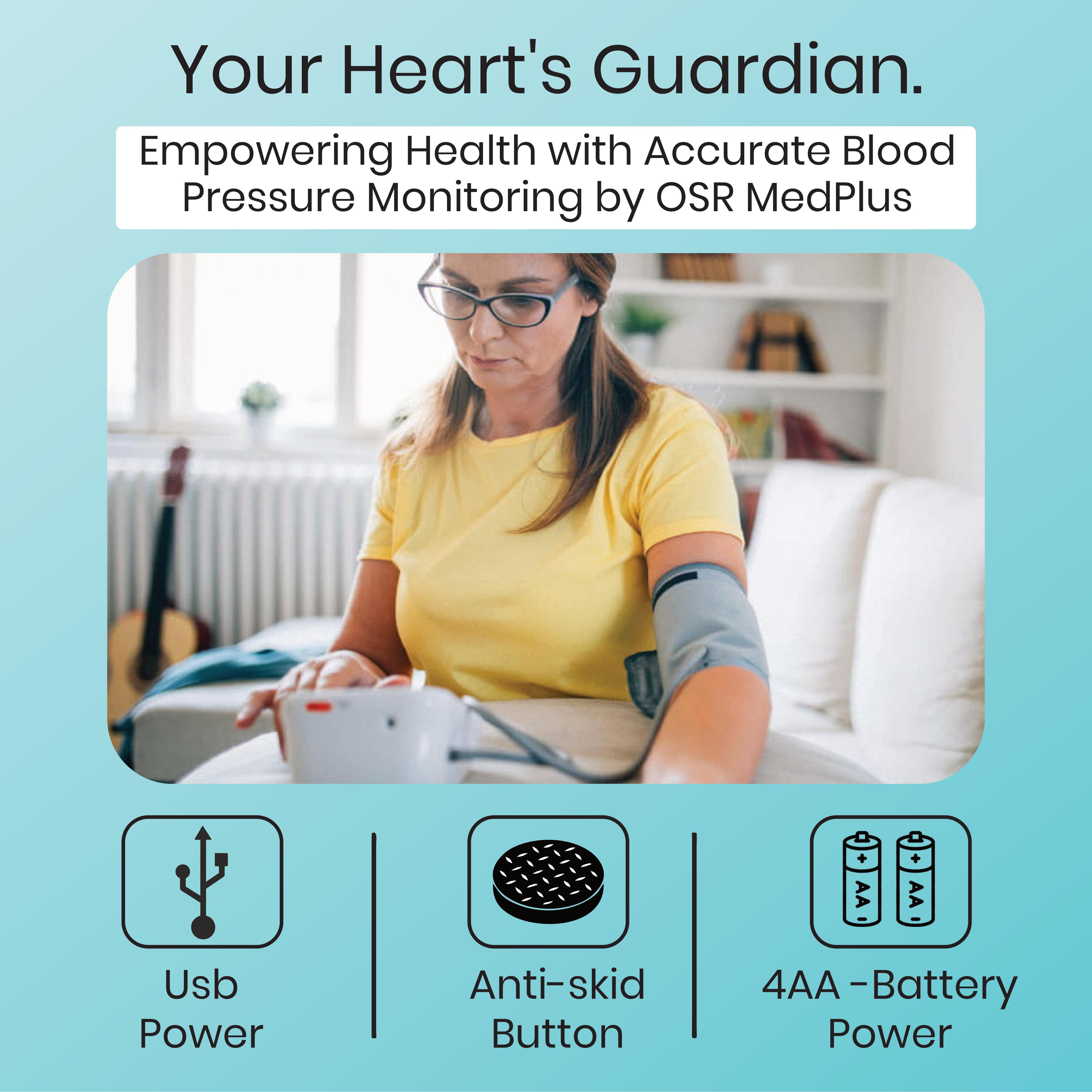 Digital Display Blood Pressure Monitor - Durable Plastic 4.96x3.94x2.09 Inches | Accurate Readings Easy-to-read Red Backlit Display User-friendly For All Ages Ideal For Home And Clinical Use