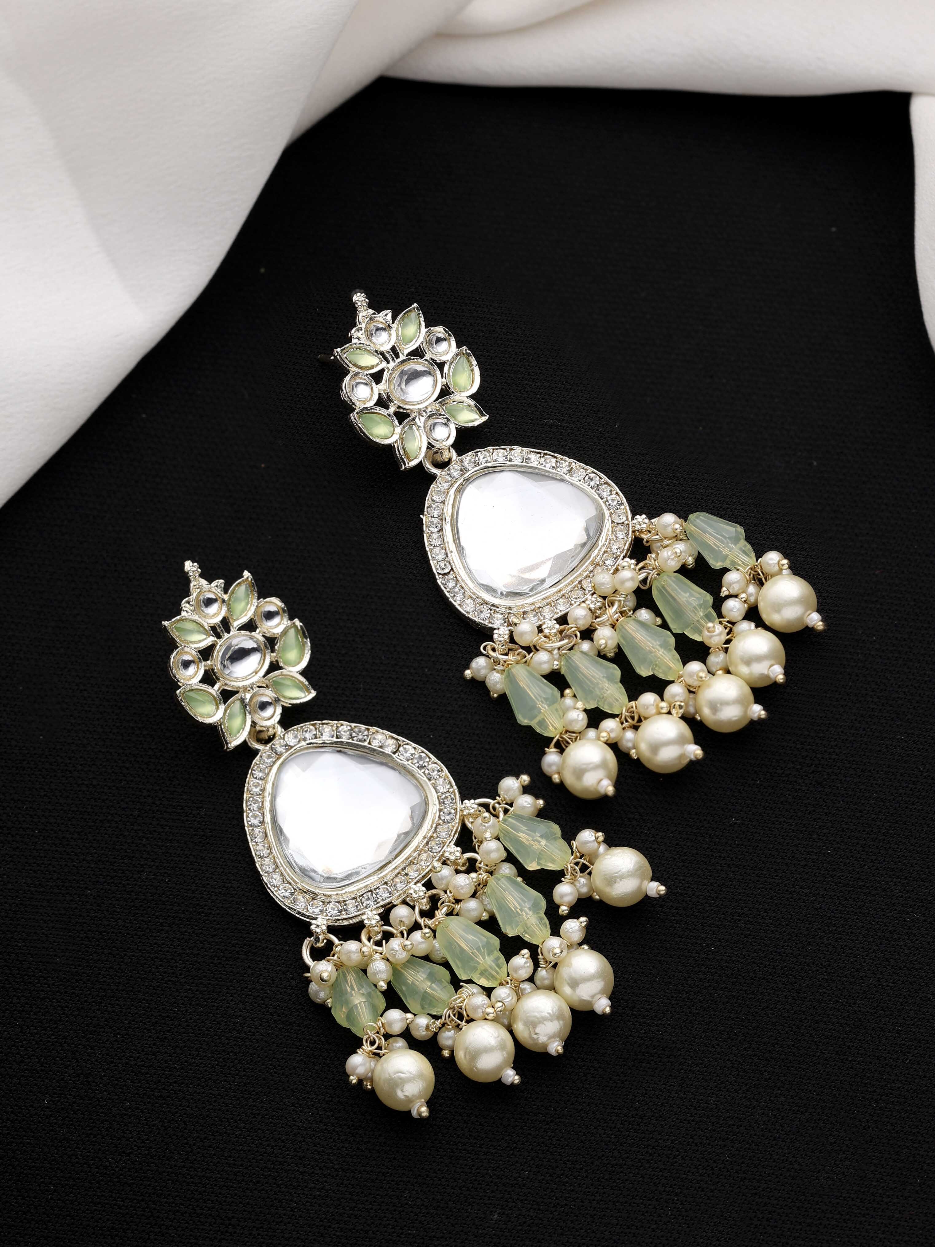 Kundan Earrings Cm Length, Cm Width Floral Charm Design
