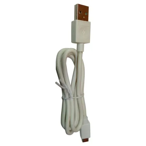 2.4 A USB Data Cable - Plastic Material, 1 Meter Length, Elegant White Color | High-Speed Data Transfer for Android Devices, Durable Design with Warranty