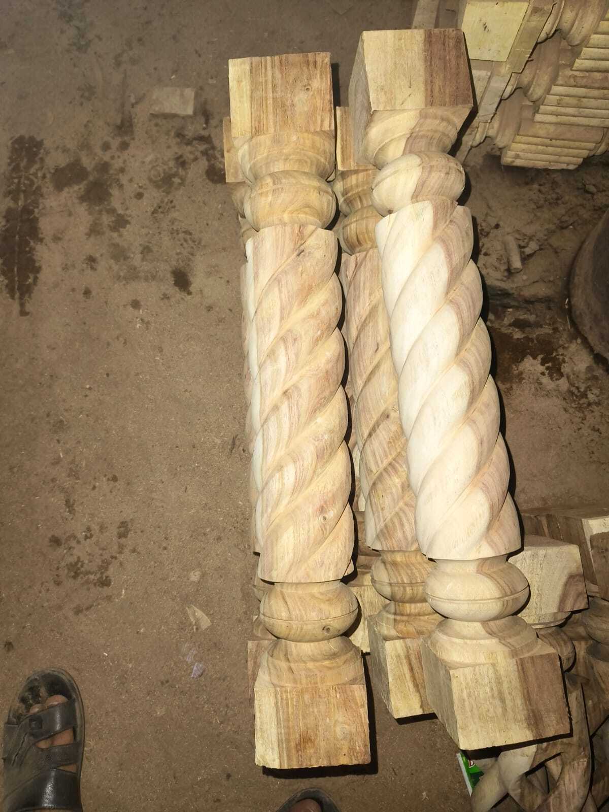 Raw Wooden Railing - Finish: Unfinished - Only Kacha Maal