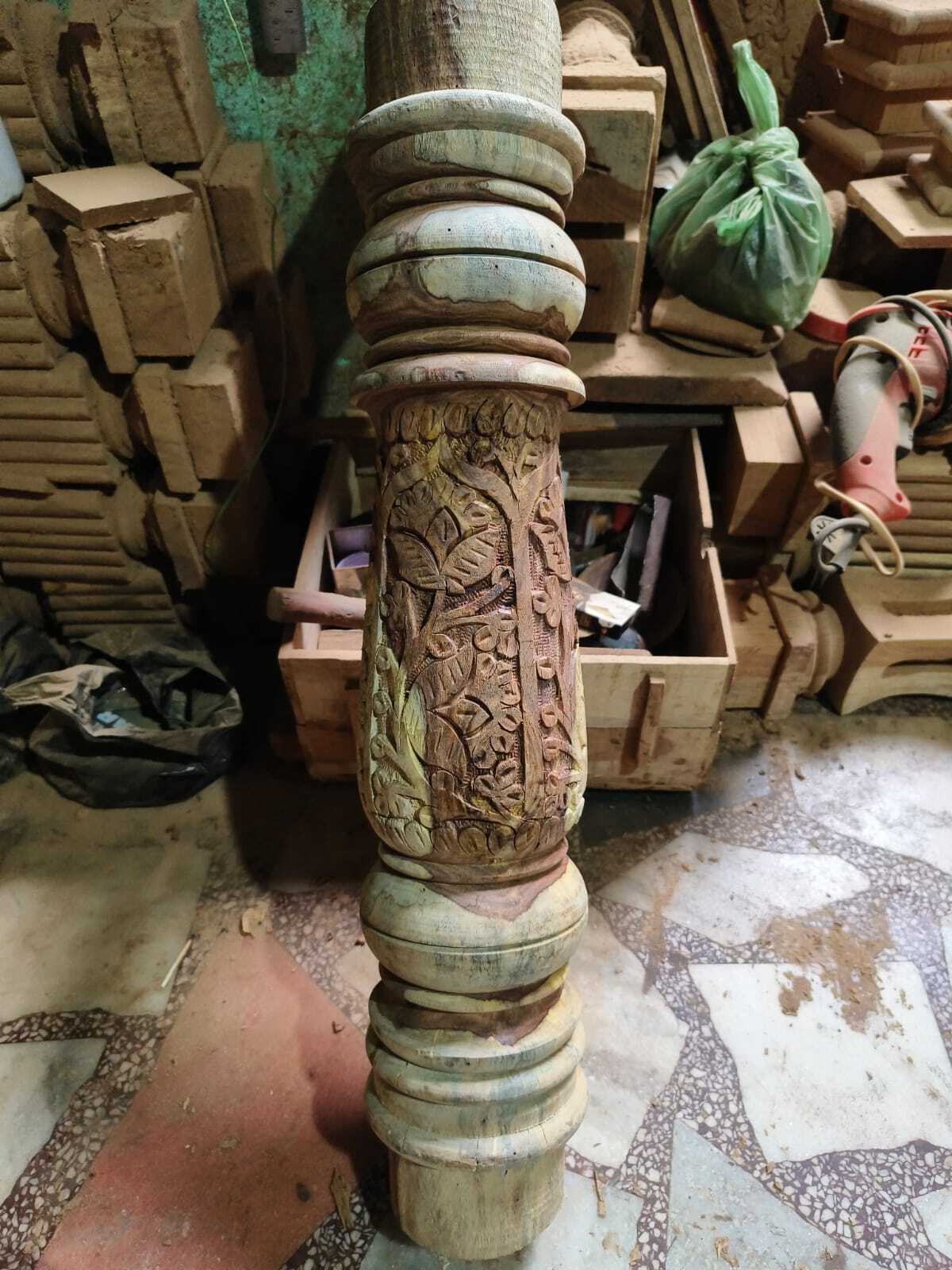 Raw Wooden Railing - Finish: Unfinished - Only Kacha Maal