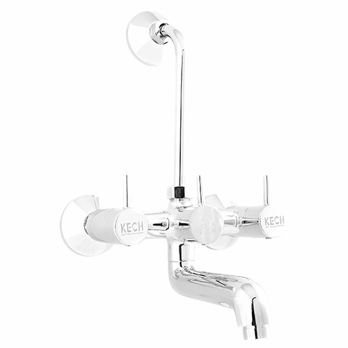 Wall Mixer with Long Bend Pipe - Standard Size | Glossy Silver Finish, Durable and Elegant Design