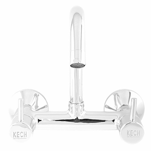 Sink Mixer With Swinging Spout - Standard Size , Glossy Silver Finish