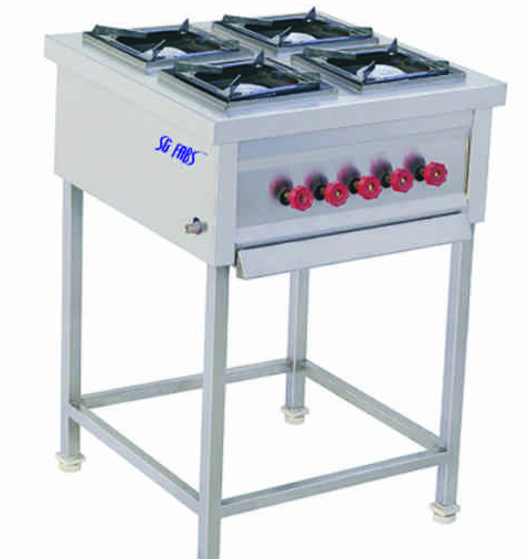 Four Burner Range - Stainless Steel, Customizable Dimensions , Sturdy Build, Easy Maintenance, Perfect Finish, Efficient Cooking, Durable Material, LPG/NG