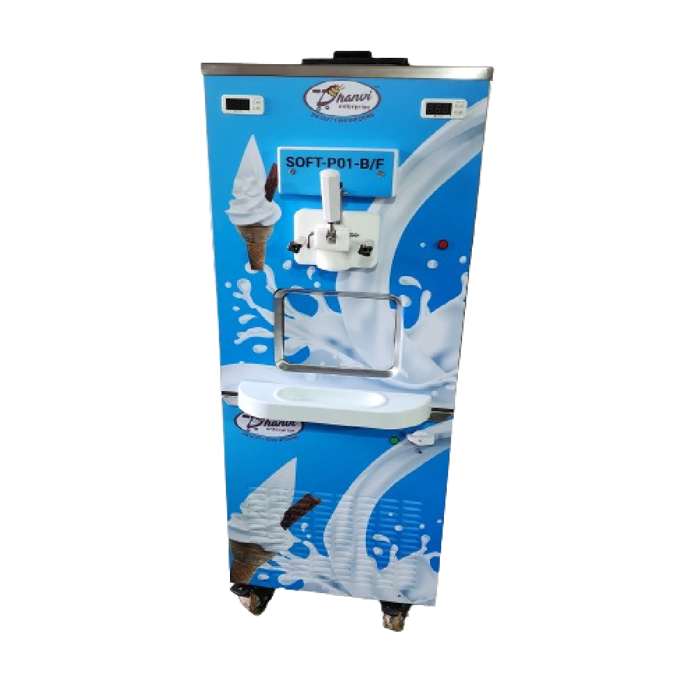 Softy Ice Cream Vending Machine Single With Air Pump - Color: Silver/blue