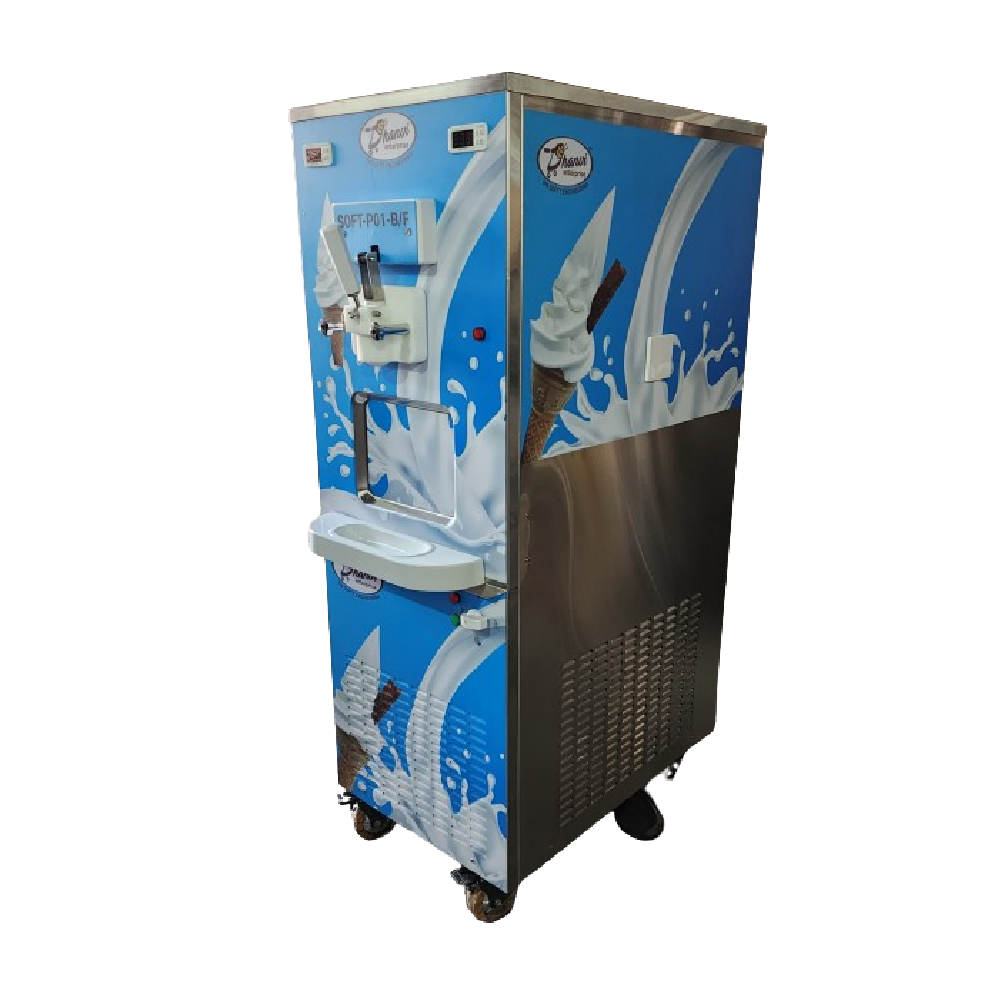 Softy Ice Cream Vending Machine Single With Air Pump - Color: Silver/blue