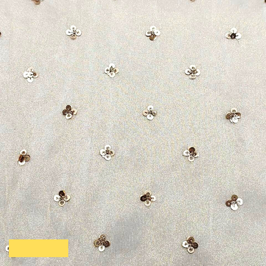 Allover Embroidered Sequins Butti Fabric On Tissue - Attributes: Comfortable & Soft