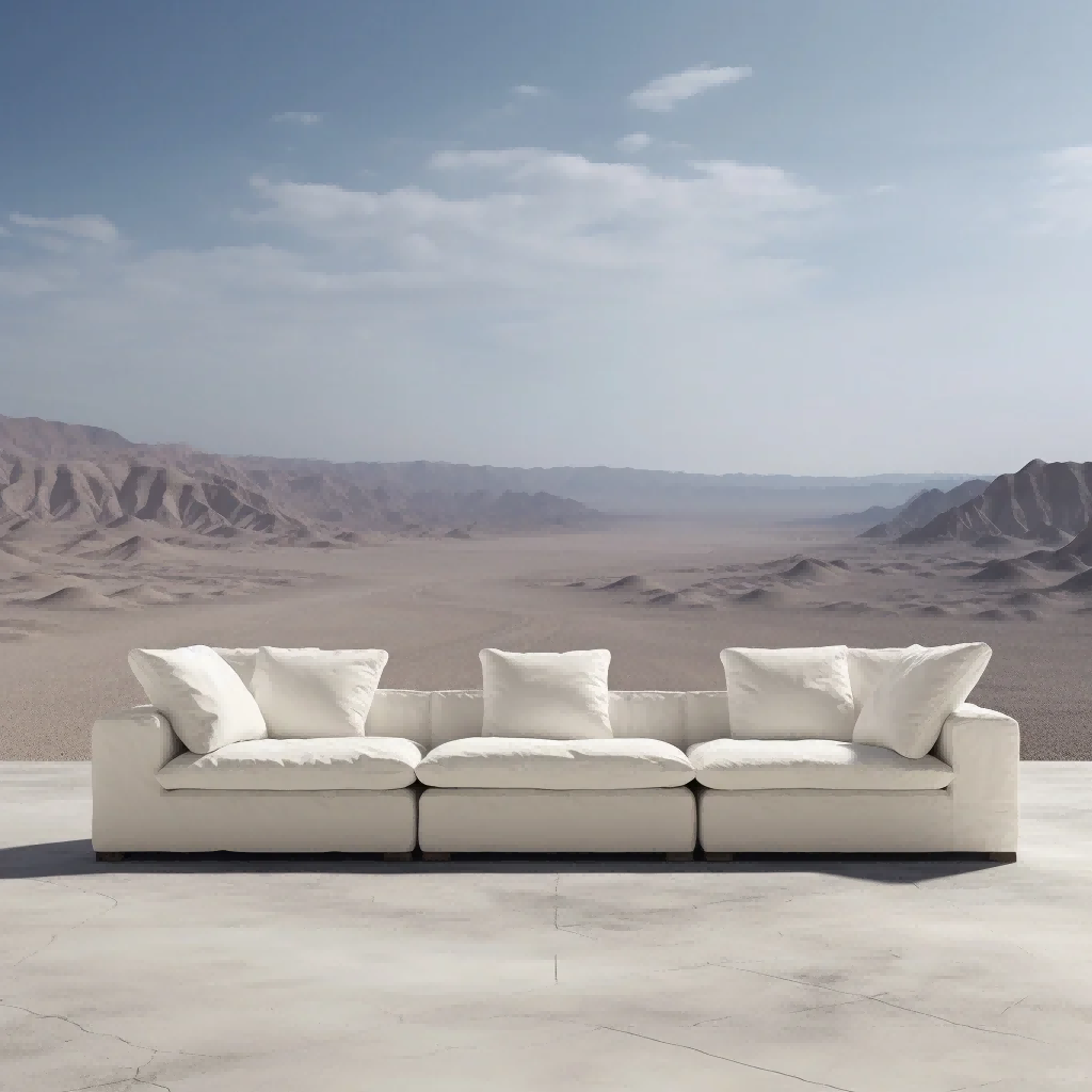 2024 Modern Simple Designer Italian High-end Fabric Cloud Sofa Set Gym Warehouse Workshop Basement Use Italian High-end Fabric - Dimensions: 360*115*80cm Centimeter (Cm)