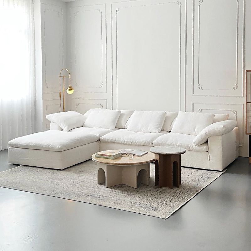 2024 Modern Simple Designer Italian High-end Fabric Cloud Sofa Set Gym Warehouse Workshop Basement Use Italian High-end Fabric - Dimensions: 360*115*80cm Centimeter (Cm)