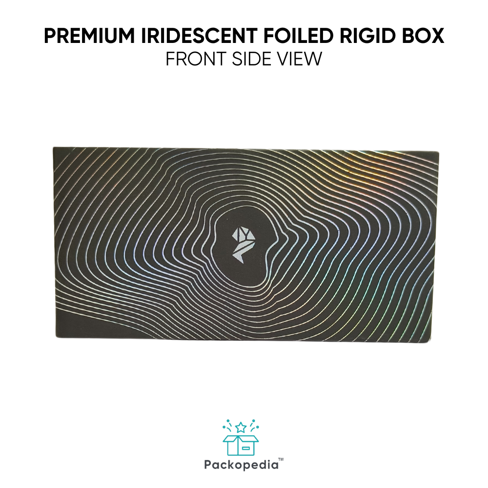 Customized Premium Iridescent Foiled Top Bottom Rigid Box - Paper Material, Rectangle Shape, Multicolour, Matte Finish | Fully Customizable Size, Shape, And Color