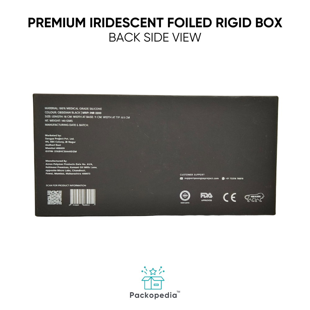 Customized Premium Iridescent Foiled Top Bottom Rigid Box - Paper Material, Rectangle Shape, Multicolour, Matte Finish | Fully Customizable Size, Shape, And Color