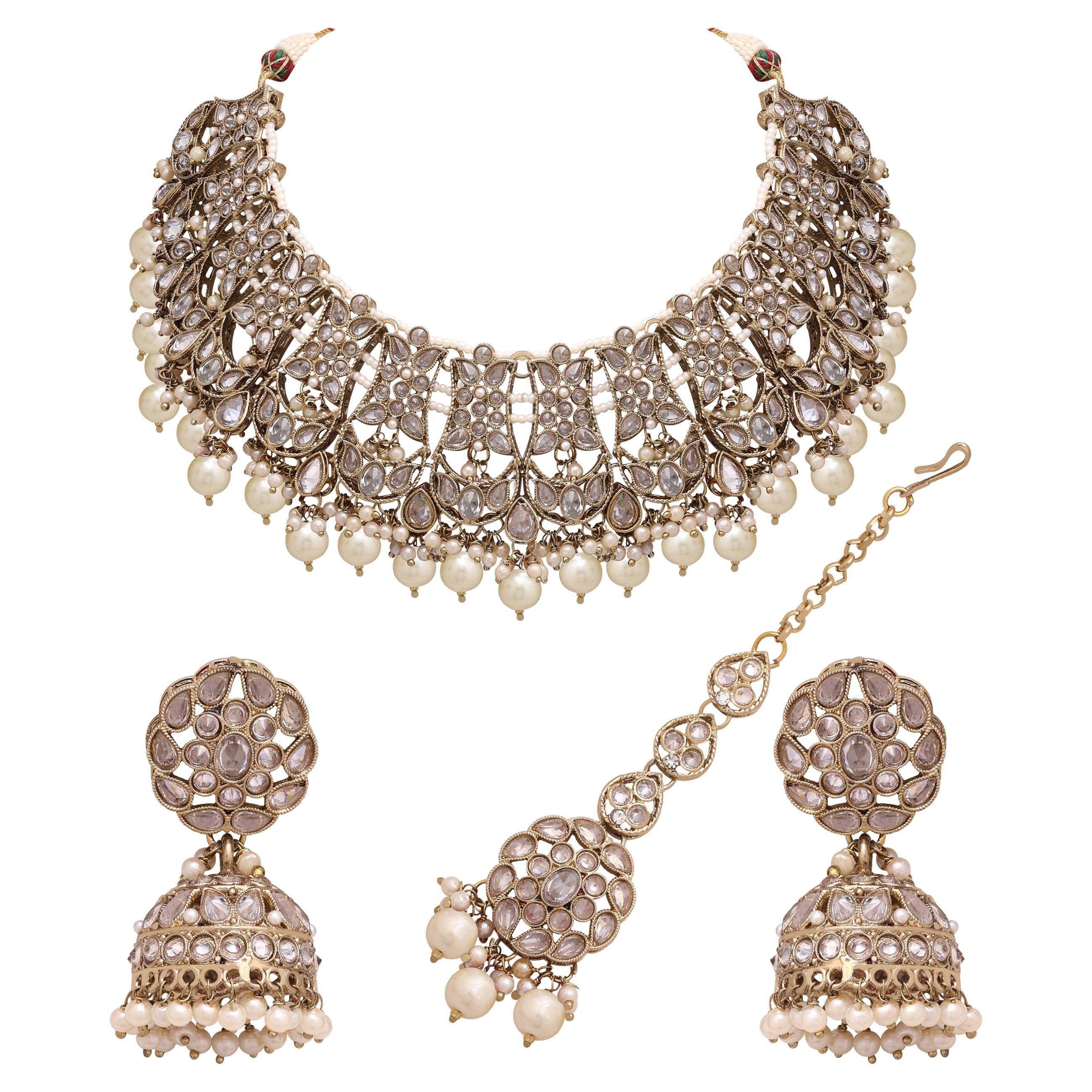 Floral Necklace| Floral Jewelry Set| Bridal Reverse Ad Necklace | Kundan Floral Necklace | Pearl Choker |Designer Necklace