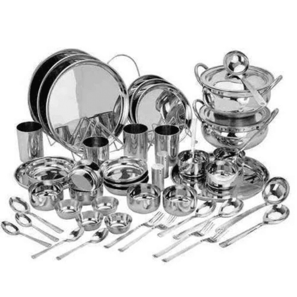 Steel Utensils Dinner Set - Color: Silver