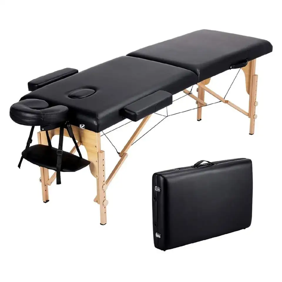 Wood Portable Massage Table Folding Massage Table 2 Section, For Parlour