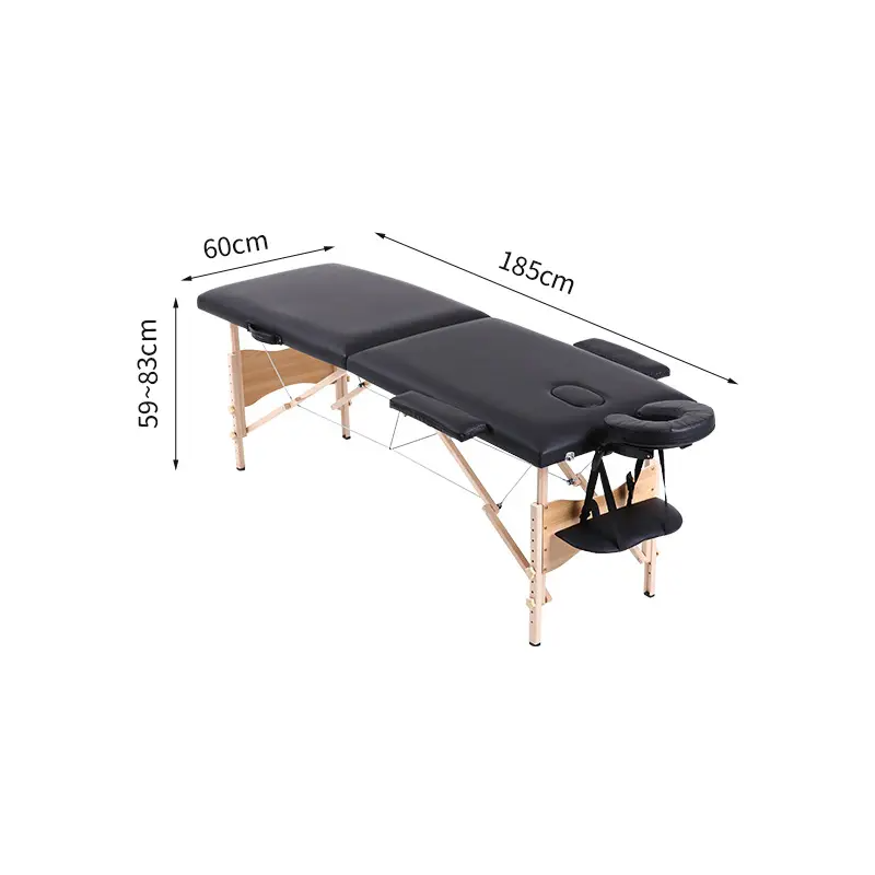 Massage Spa Table Portable Foldable Tattoo Bed Carry Bag 250kg Load Capacity(2-section Wooden) - Color: Multicolor