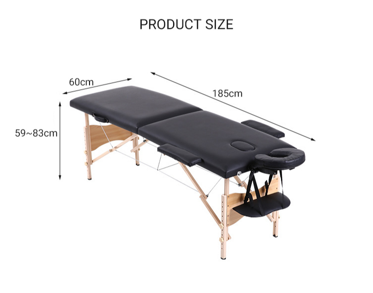 Massage Spa Table Portable Foldable Tattoo Bed Carry Bag 250kg Load Capacity(2-section Wooden) - Color: Multicolor