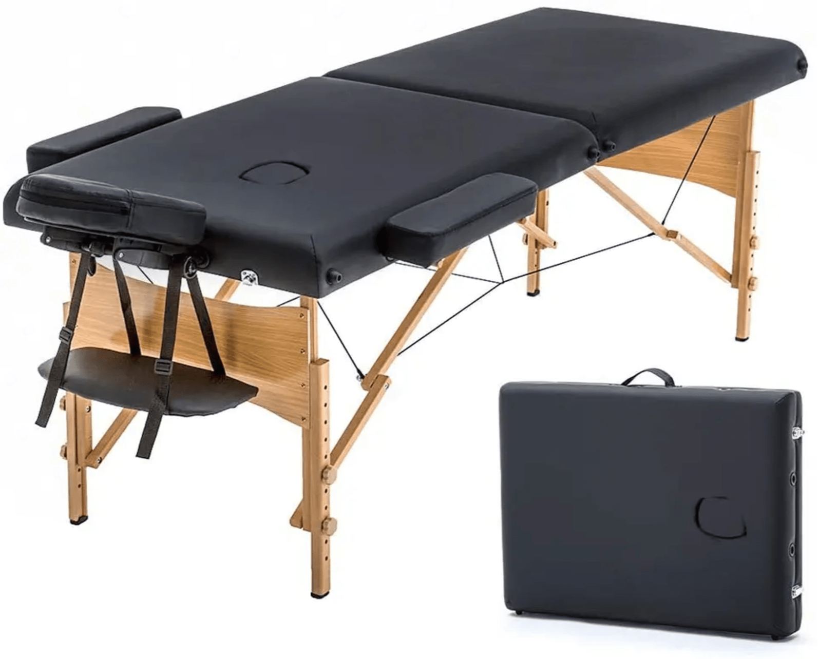 Folding Portable Massage Bed - Heavy-duty Foam Padding Adjustable Height 24-34" | Lightweight Design With Carry Bag Ergonomic Support For All Users