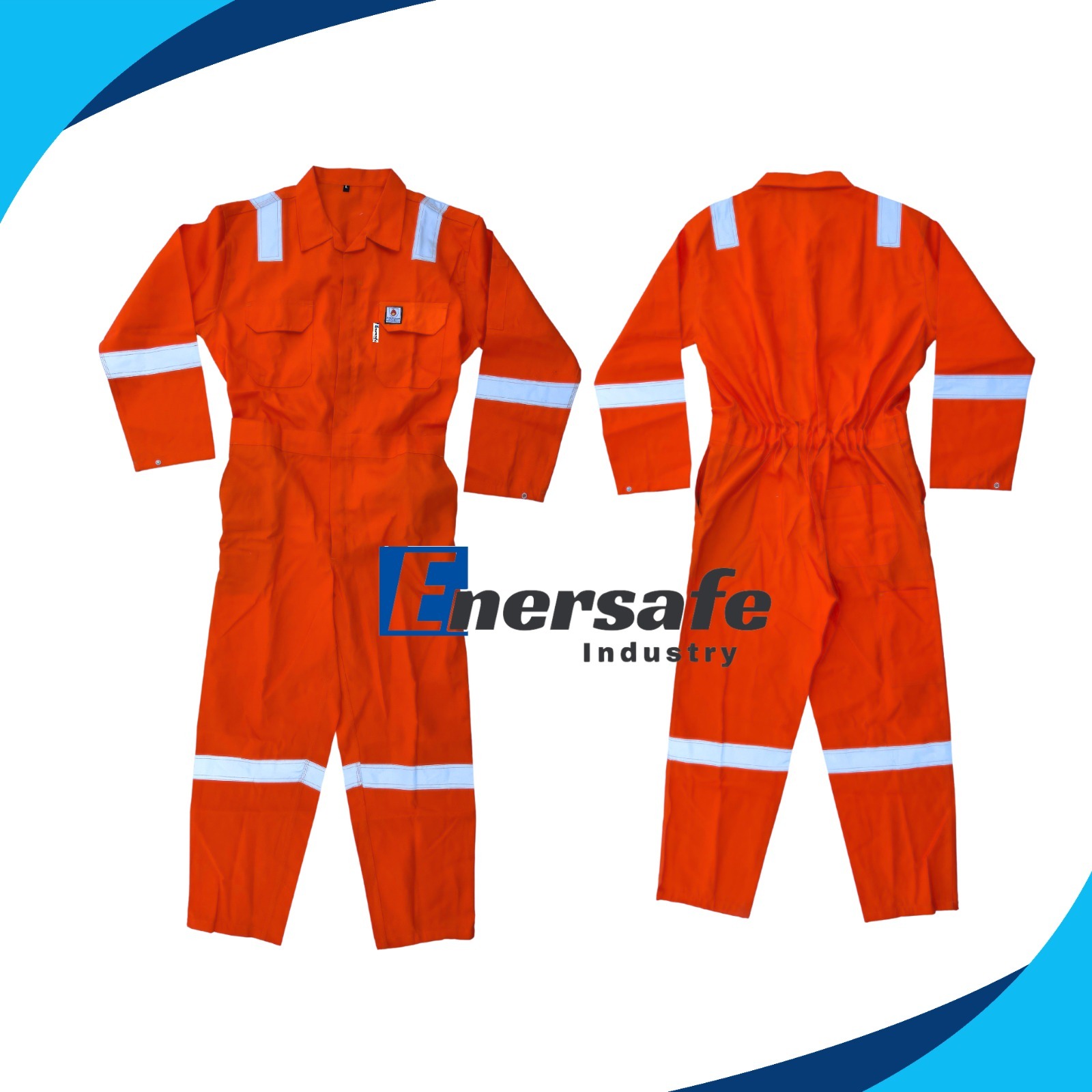 Boiler Suit - Cotton, Full Sleeves V Neck Design | Unisex Workwear, Customizable Logo, Fireman Uniform, Available In Orange & Navy Blue