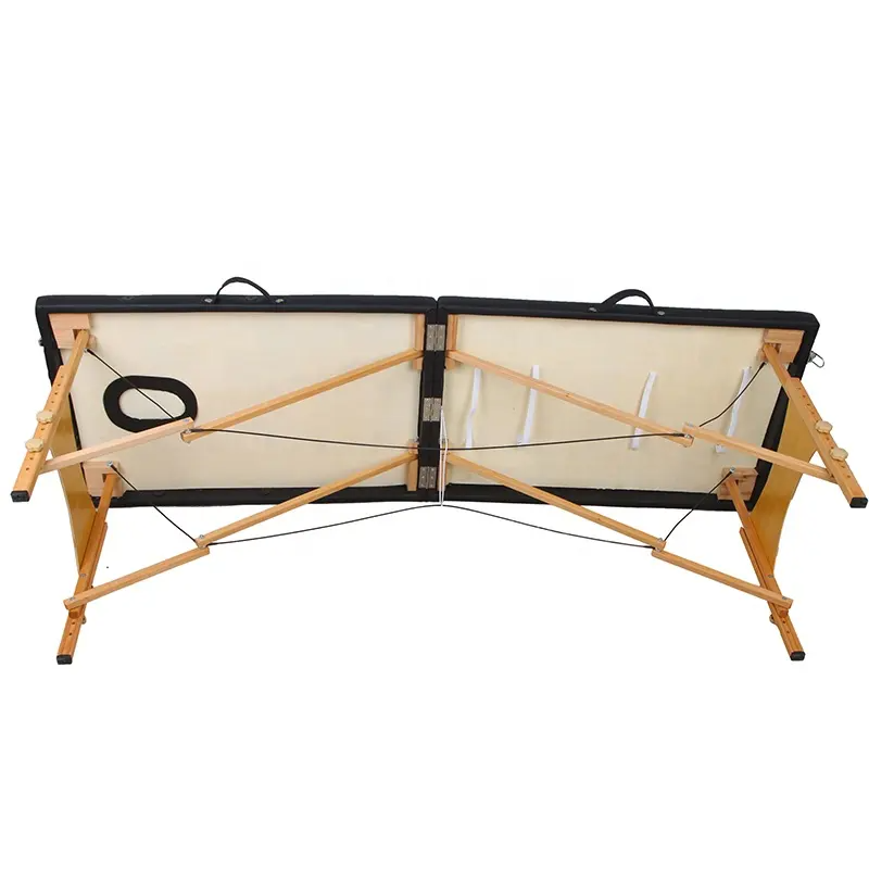 Biotronix Portable Foldable Massage Table - Beech Wood, 83.9x32.3x25.2-33.7 Inches , Height Adjustable, Easy-to-clean Waterproof Fabric, Ideal For Home, Spa, And Mobile Therapists