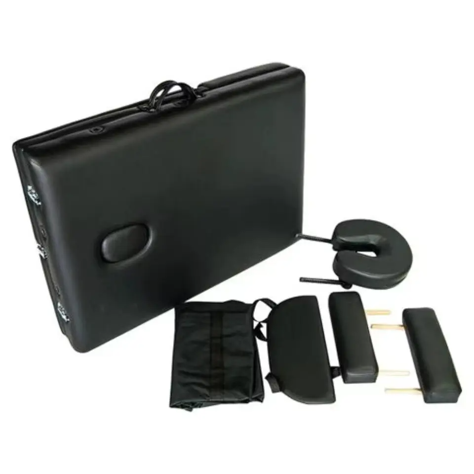 Biotronix Portable Foldable Massage Table - Beech Wood, 83.9x32.3x25.2-33.7 Inches , Height Adjustable, Easy-to-clean Waterproof Fabric, Ideal For Home, Spa, And Mobile Therapists