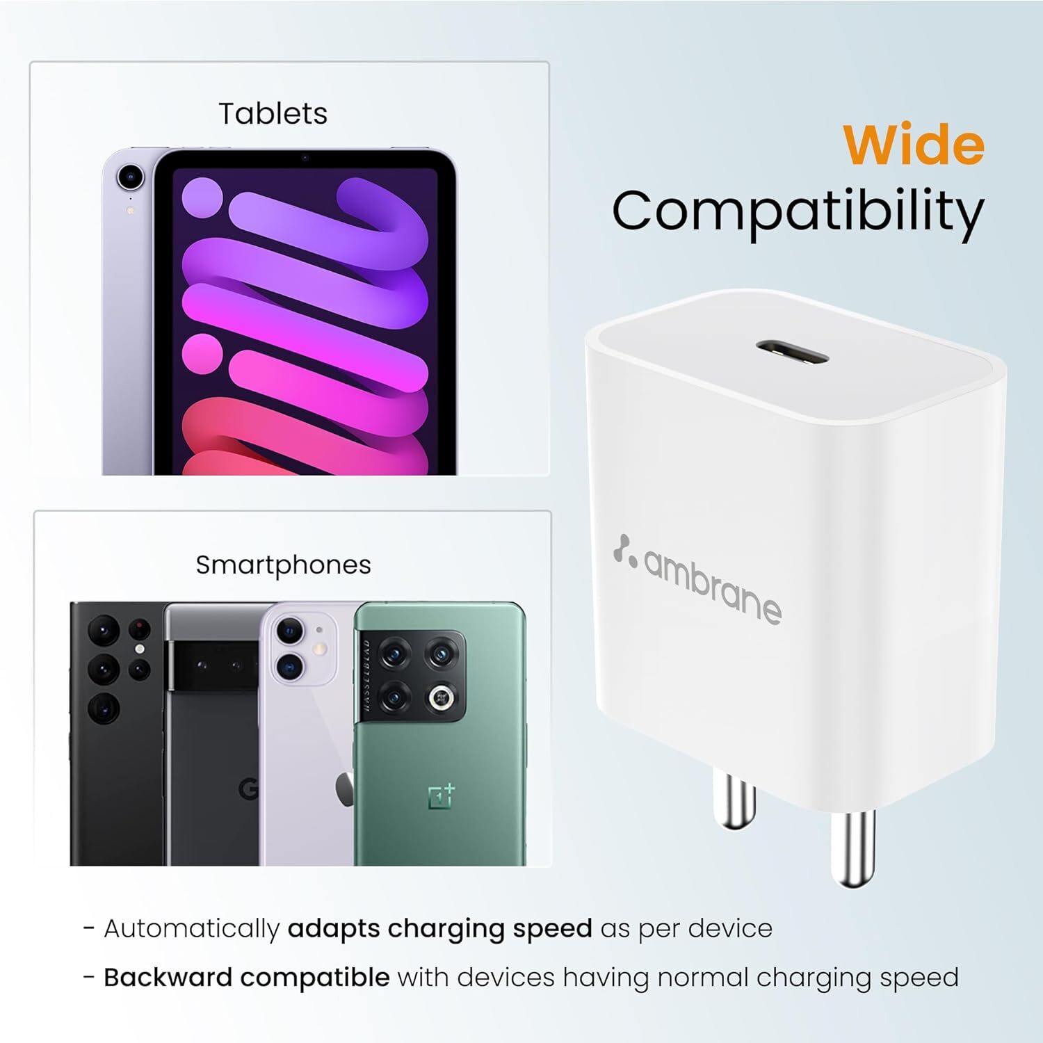 Ambrane 20w Type C Mobile Charger Adapter, Fast Charging, Pd Technology (Raap M20, White)