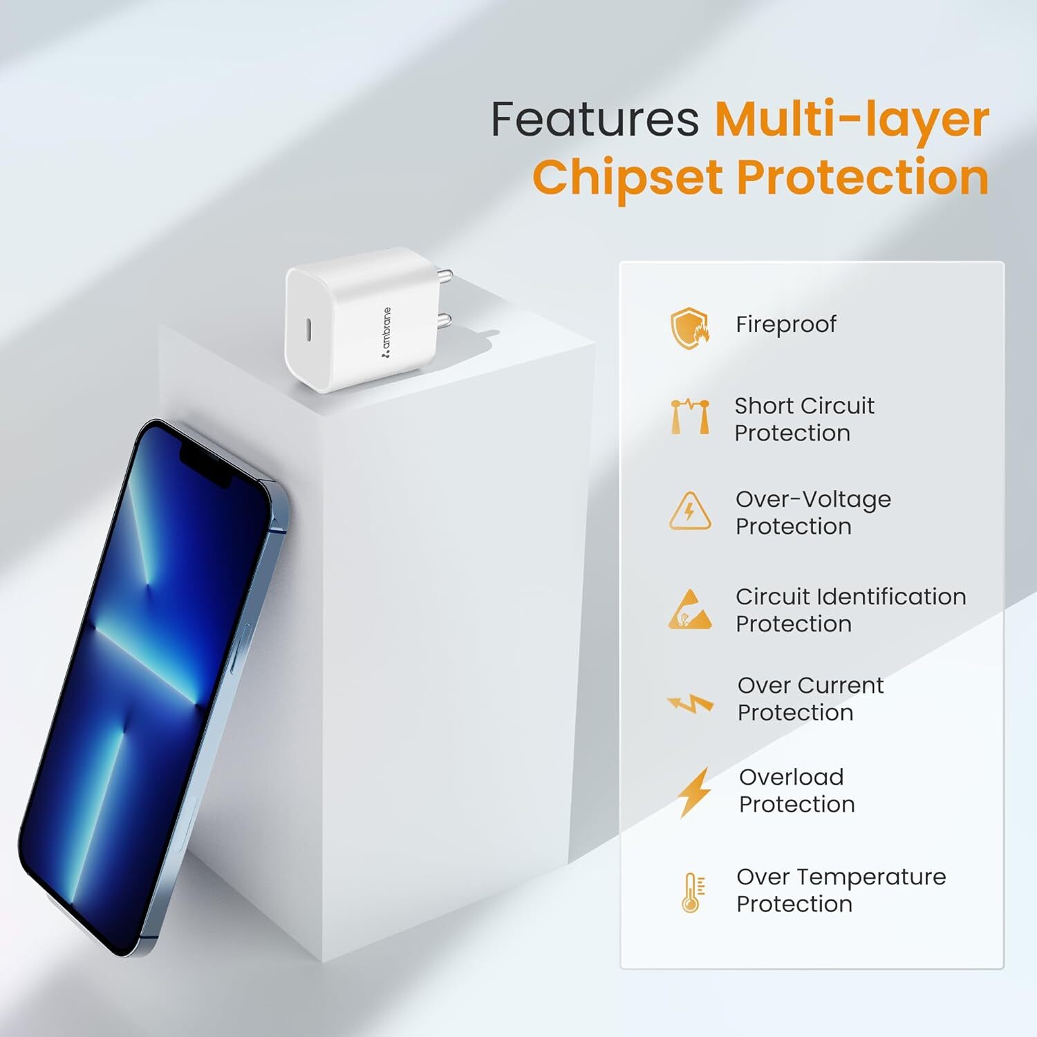 Ambrane 20w Type C Mobile Charger Adapter, Fast Charging, Pd Technology (Raap M20, White)