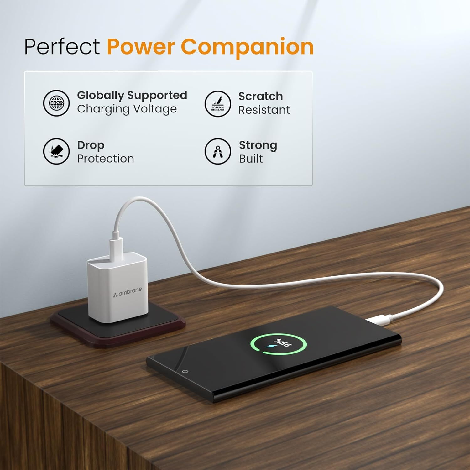 Ambrane 20w Type C Mobile Charger Adapter, Fast Charging, Pd Technology (Raap M20, White)