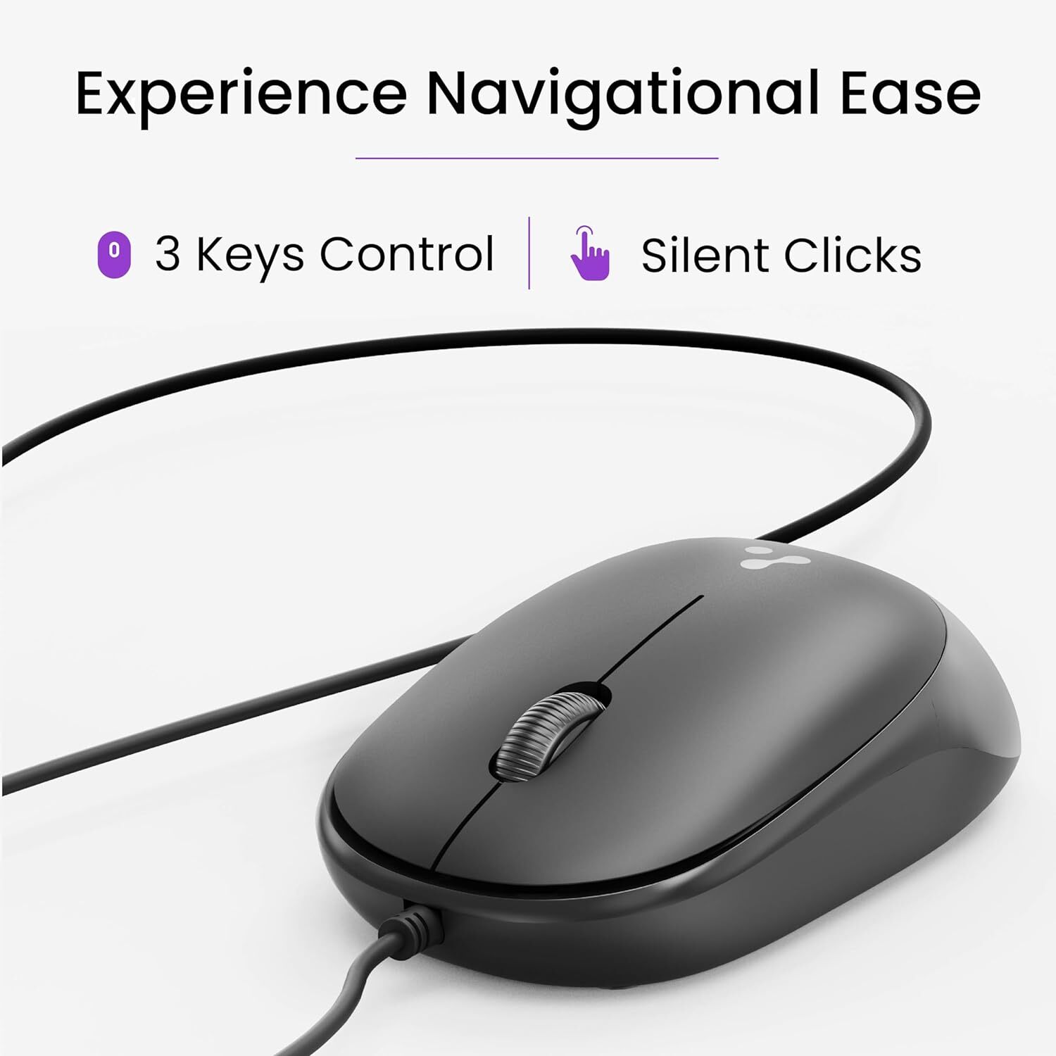 Ambrane Wired Usb Mouse, Plug & Play, Clickable Scroll Wheel, Ergonomic Mouse (Sliq 2 Wired)