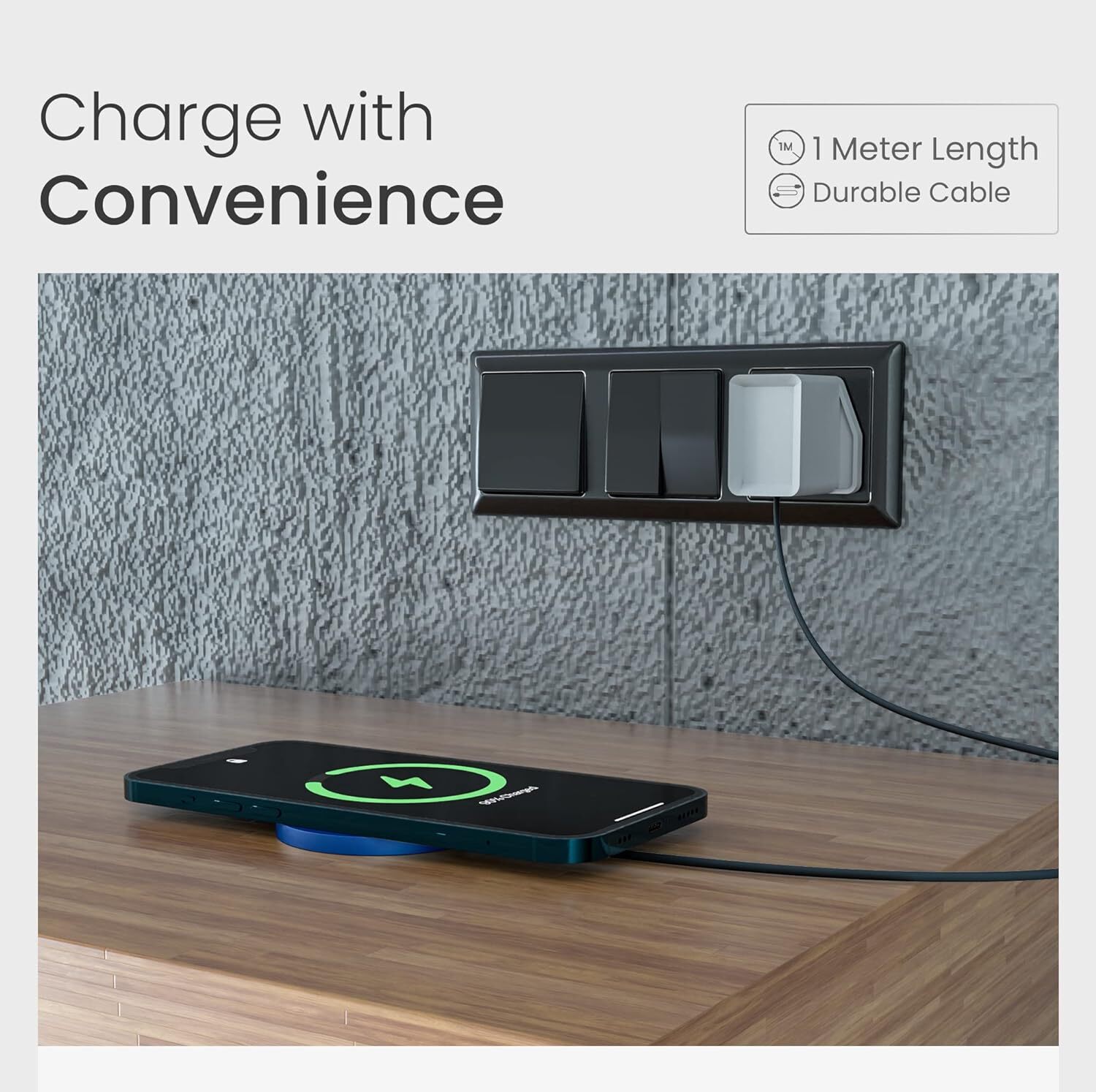 Ambrane Magsafe 15w Wireless Charging Pad For Iphone Series And All Qi Devices - 100mm Dia, Black | 15w Fast Charge, Compact 5mm Thickness, Magnetic Alignment