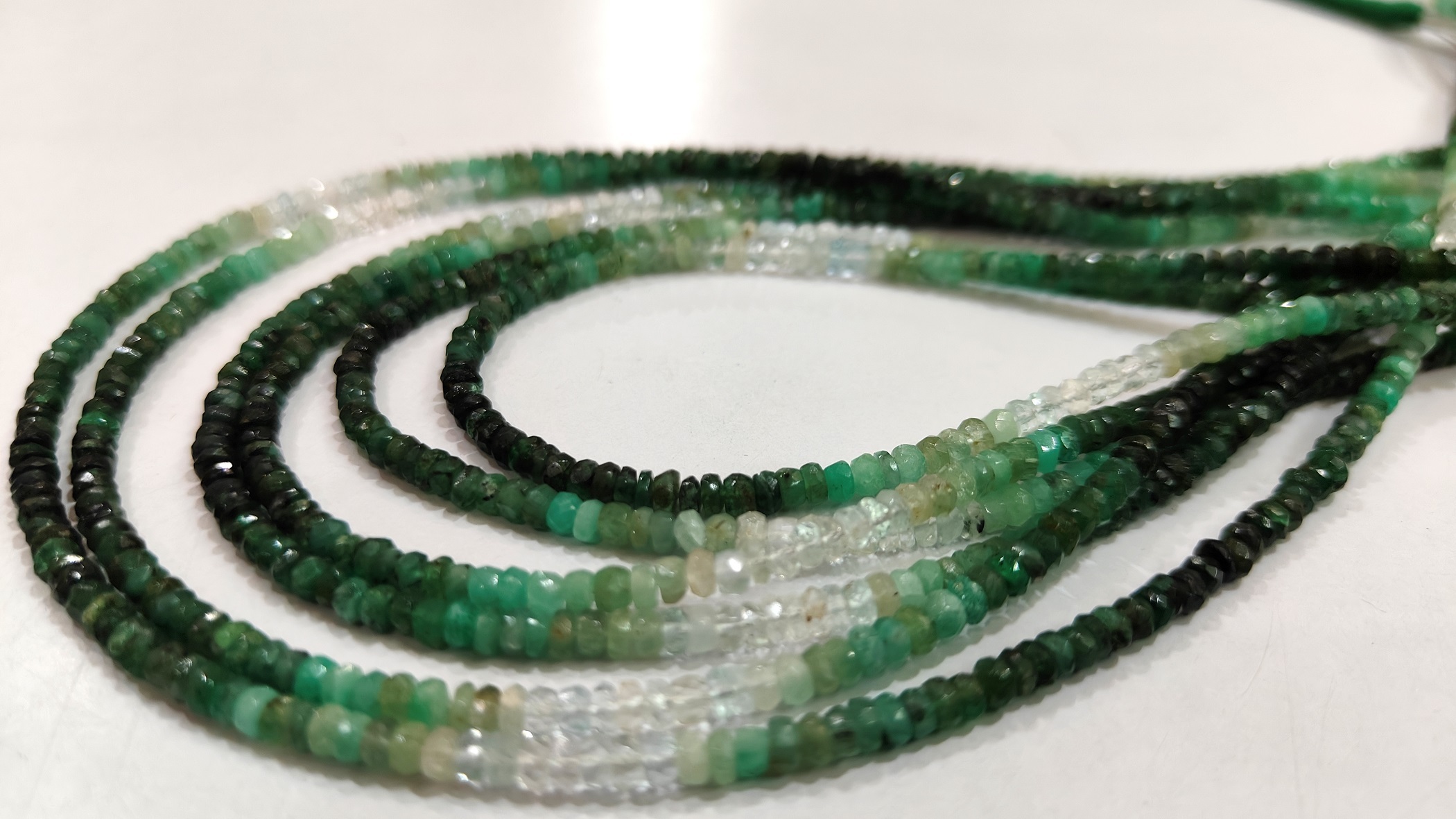 Natural Emerald Rondelle Faceted Beads - 3-4mm Size Genuine Untreated Stone | 8 Inch Strand For Jewelry Making