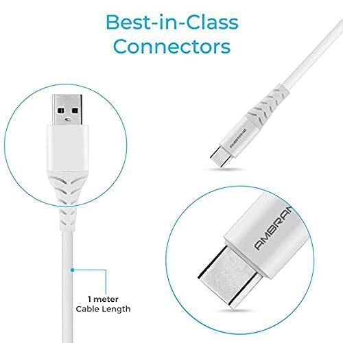 Ambrane Type-c Cable 3 Amp Fast Charging, Compatible For All Type-c Devices, 1 Meter (White)
