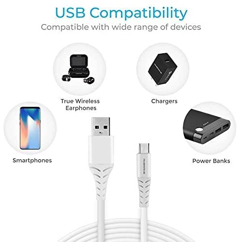 Ambrane Type-c Cable 3 Amp Fast Charging, Compatible For All Type-c Devices, 1 Meter (White)