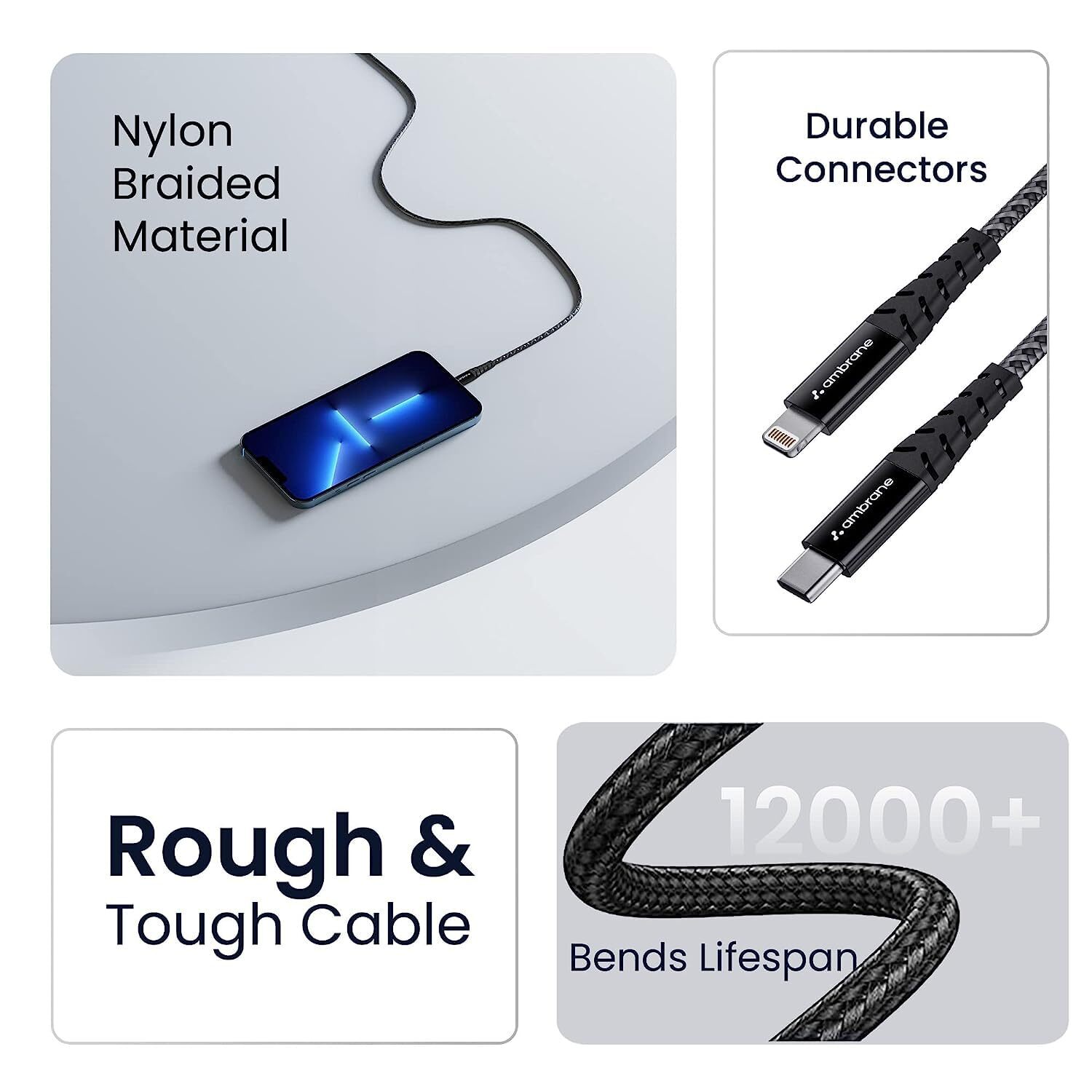 Type-c To Lightning Cable, 22.5w Fast Charging, Data Sync Cable Compatible With Iphone (Black)