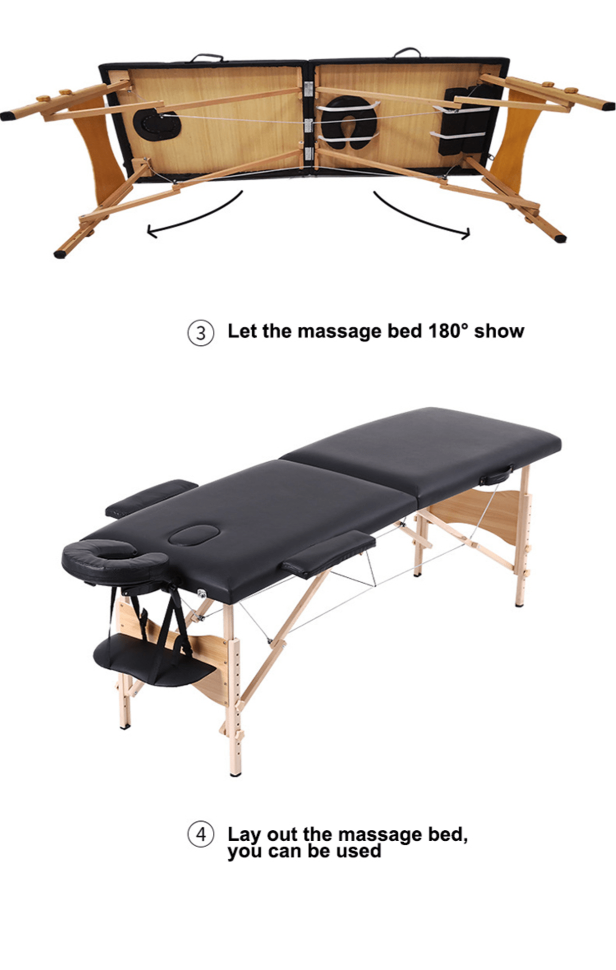 Biotronix Portable Massage Bed - Wooden Foldable Spa Table 84" L , Adjustable Height With Carry Case, Comfortable Pvc Leather And High-density Sponge Support Up To 485 Lbs