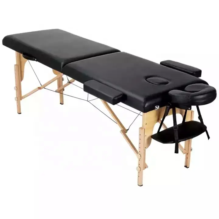 Portable Massage Bed For Mobile Therapists Foldable Wooden Spa Massage Table - Color: Multicolor