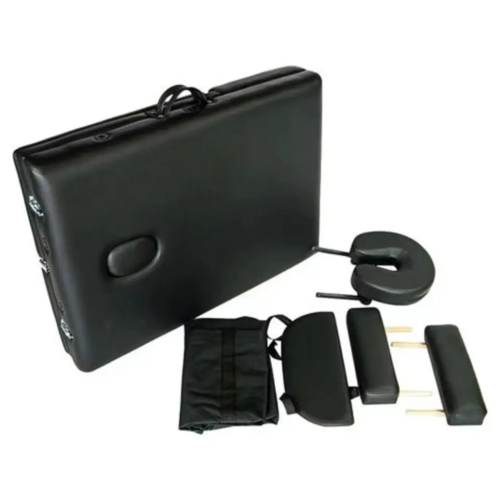 Biotronix Professional Folding Massage Table - Durable Wooden Frame, Adjustable Height, Portable Carry Case | Waterproof PU Cover, Plush High Density Foam, Ergonomic Design, Ideal for Therapy and Beauty Treatment