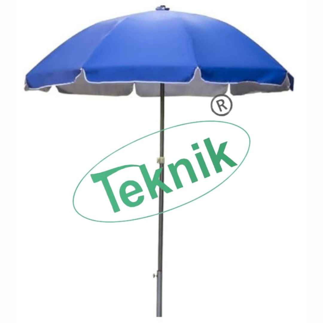 Survey Umbrella - Waterproof Cotton, 25 Mm Pole Diameter, Blue Color | Includes Two Guy Ropes & Pegs